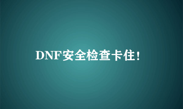 DNF安全检查卡住！