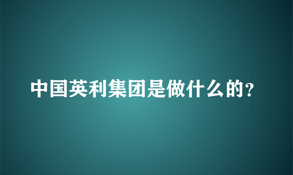 中国英利集团是做什么的？