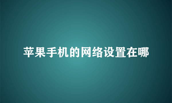 苹果手机的网络设置在哪