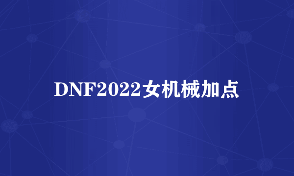 DNF2022女机械加点