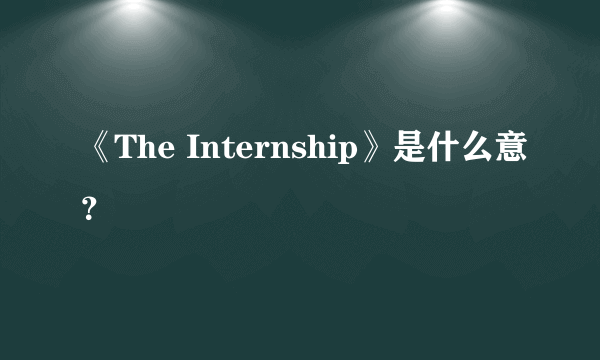 《The Internship》是什么意？