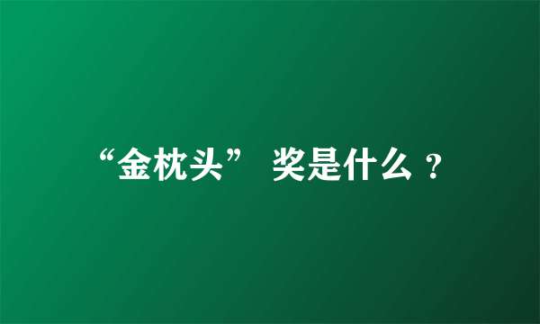 “金枕头” 奖是什么 ？