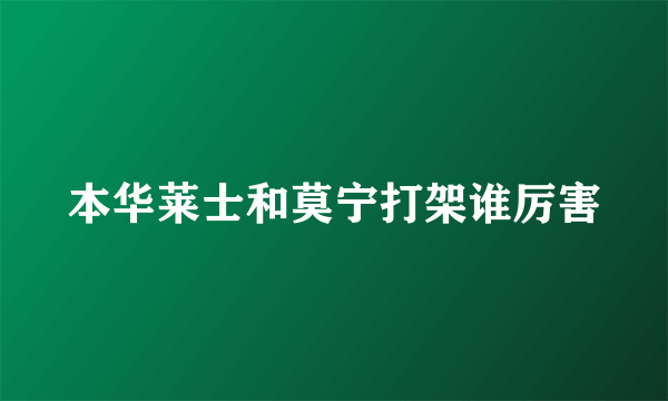 本华莱士和莫宁打架谁厉害