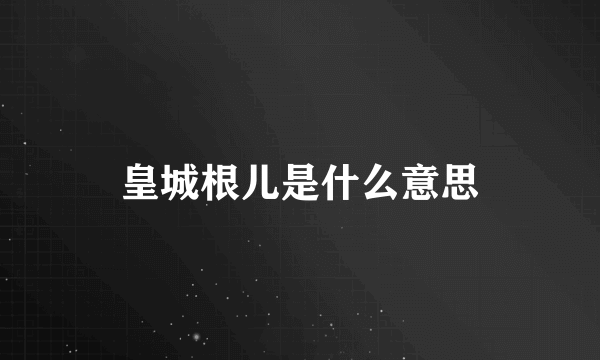 皇城根儿是什么意思