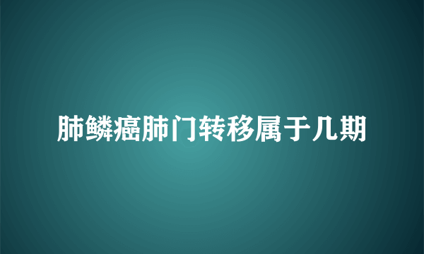 肺鳞癌肺门转移属于几期