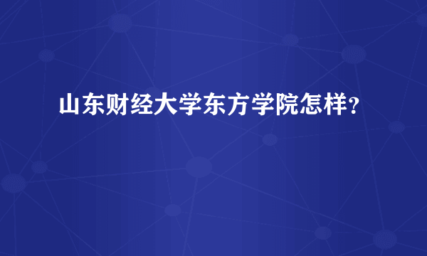 山东财经大学东方学院怎样？