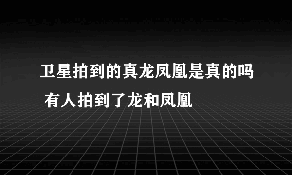 卫星拍到的真龙凤凰是真的吗 有人拍到了龙和凤凰