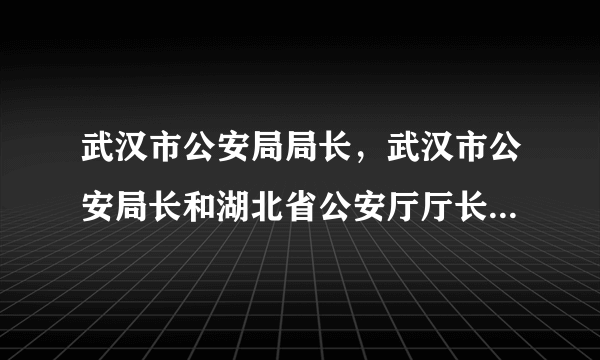 武汉市公安局局长，武汉市公安局长和湖北省公安厅厅长分别是什么级