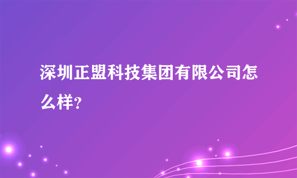 深圳正盟科技集团有限公司怎么样？