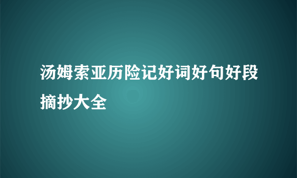 汤姆索亚历险记好词好句好段摘抄大全