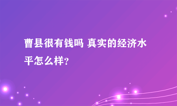 曹县很有钱吗 真实的经济水平怎么样？