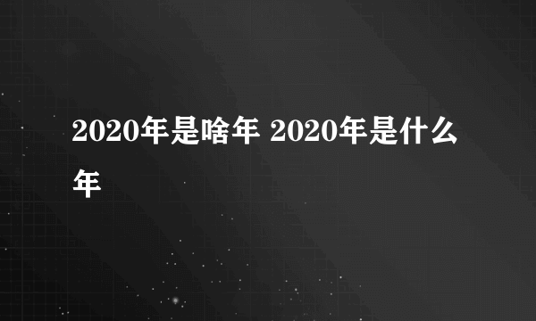 2020年是啥年 2020年是什么年