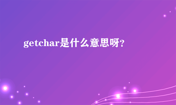 getchar是什么意思呀？