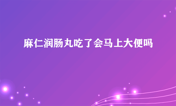 麻仁润肠丸吃了会马上大便吗