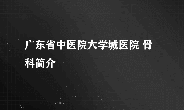 广东省中医院大学城医院 骨科简介