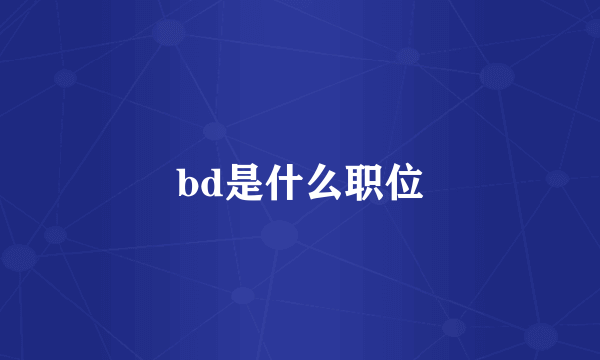 bd是什么职位