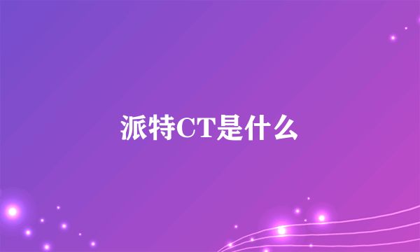 派特CT是什么