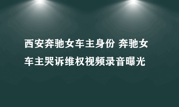 西安奔驰女车主身份 奔驰女车主哭诉维权视频录音曝光