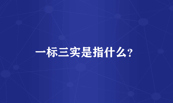 一标三实是指什么？