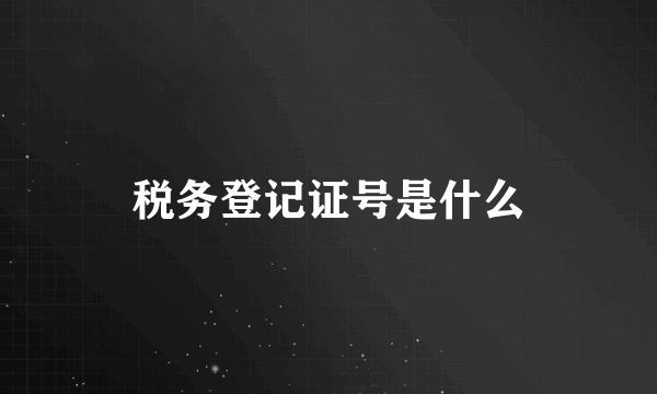 税务登记证号是什么