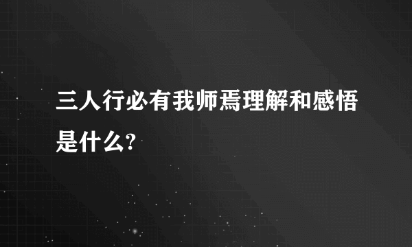 三人行必有我师焉理解和感悟是什么?