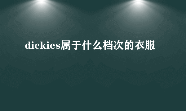 dickies属于什么档次的衣服