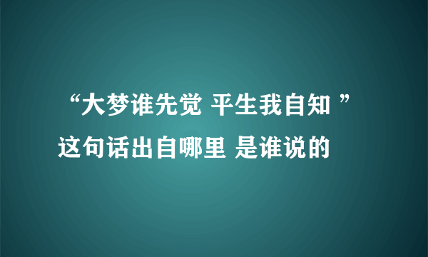 “大梦谁先觉 平生我自知 ”这句话出自哪里 是谁说的