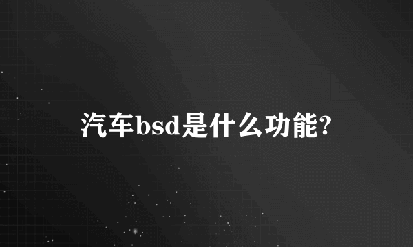 汽车bsd是什么功能?