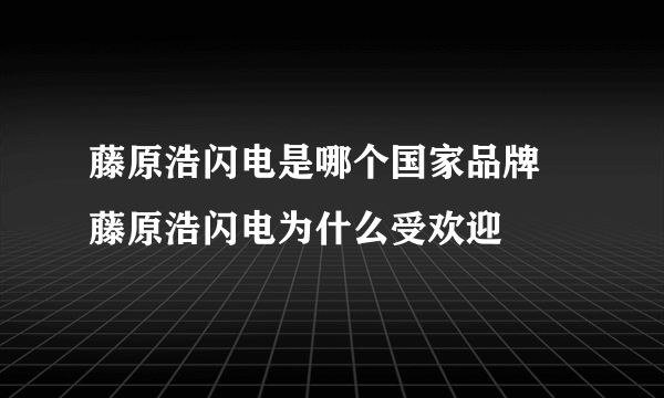 藤原浩闪电是哪个国家品牌 藤原浩闪电为什么受欢迎