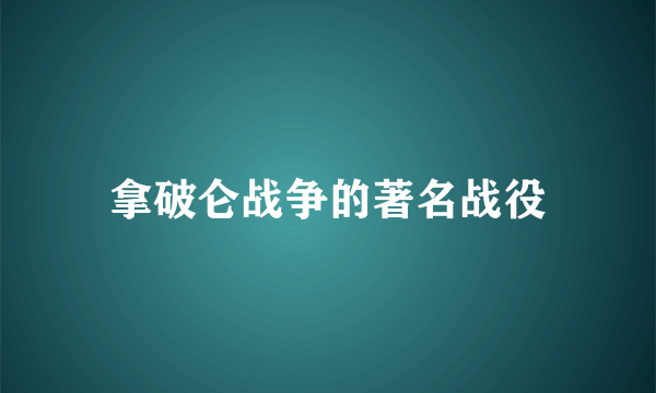 拿破仑战争的著名战役