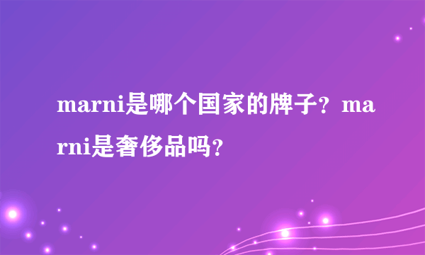 marni是哪个国家的牌子？marni是奢侈品吗？