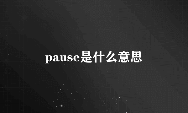 pause是什么意思