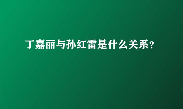 丁嘉丽与孙红雷是什么关系？