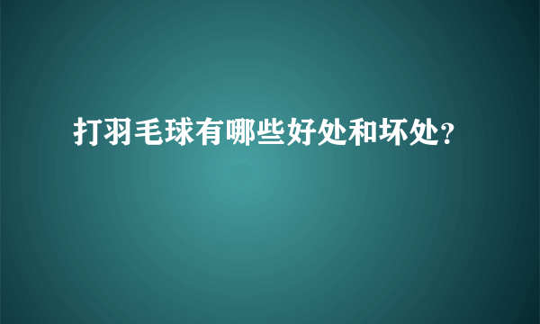 打羽毛球有哪些好处和坏处？