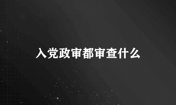 入党政审都审查什么