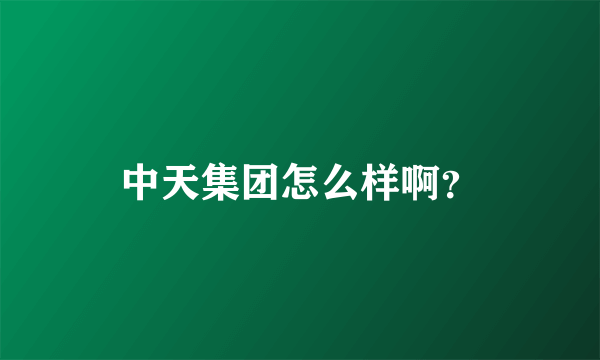 中天集团怎么样啊？