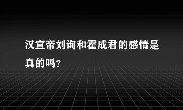 汉宣帝刘询和霍成君的感情是真的吗？