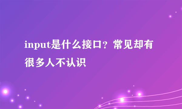 input是什么接口？常见却有很多人不认识