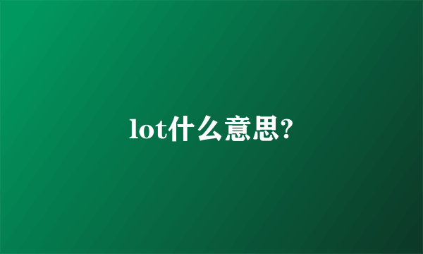 lot什么意思?