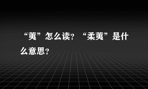 “荑”怎么读？“柔荑”是什么意思？