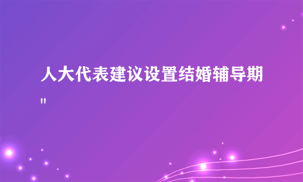 人大代表建议设置结婚辅导期