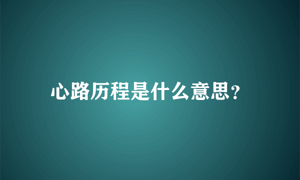 心路历程是什么意思？