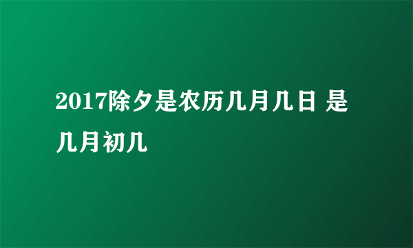 2017除夕是农历几月几日 是几月初几