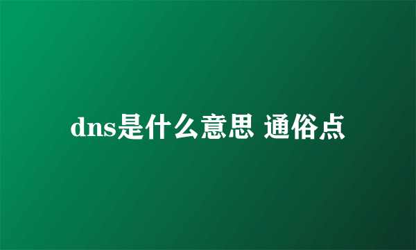 dns是什么意思 通俗点