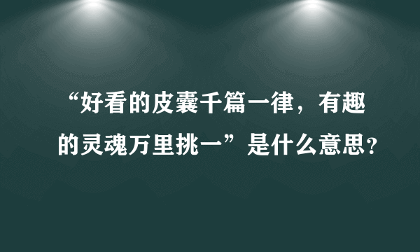 “好看的皮囊千篇一律，有趣的灵魂万里挑一”是什么意思？