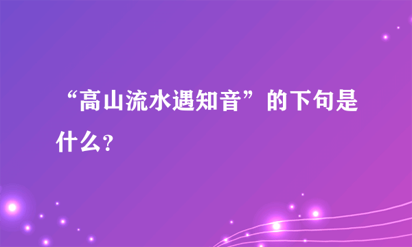 “高山流水遇知音”的下句是什么？