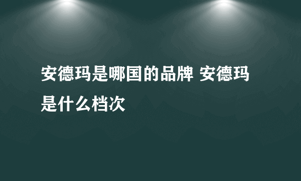 安德玛是哪国的品牌 安德玛是什么档次