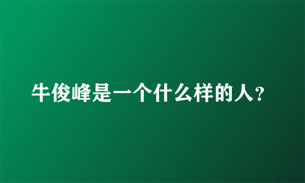 牛俊峰是一个什么样的人？