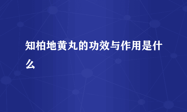 知柏地黄丸的功效与作用是什么