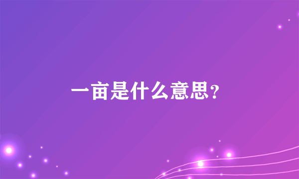 一亩是什么意思？